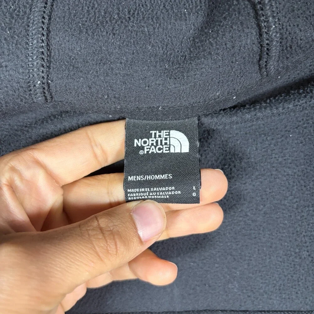 The North Face Fleece Hoodie Mens Large Black Logo Long Sleeve Full Zip Outdoor